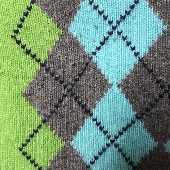 JCrew green/blue/grey argyle v neck sweater M - Picture 4 of 6